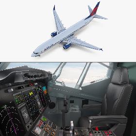 3D Boeing 737-900 with Interior and Cockpit Delta Air Lines model